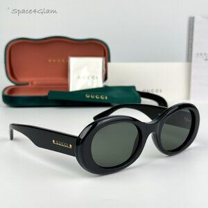 BRAND NEW Gucci GG1587S 001 Black Grey Unisex Oval Sunglasses GG 1587S